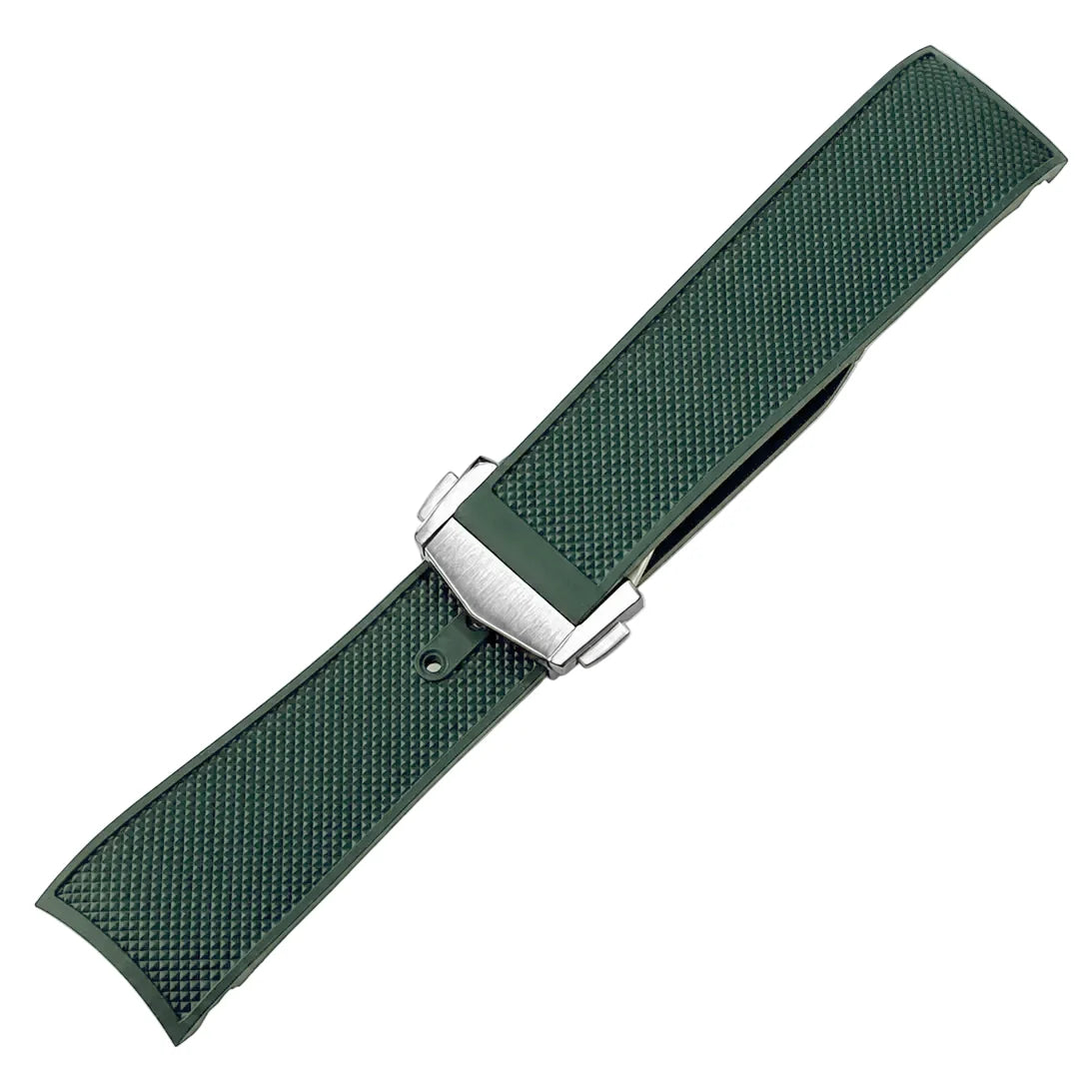 FKM Rubber Watch Strap Compatible with Longines Hydroconquest 21mm - Deployment Buckle / Curved