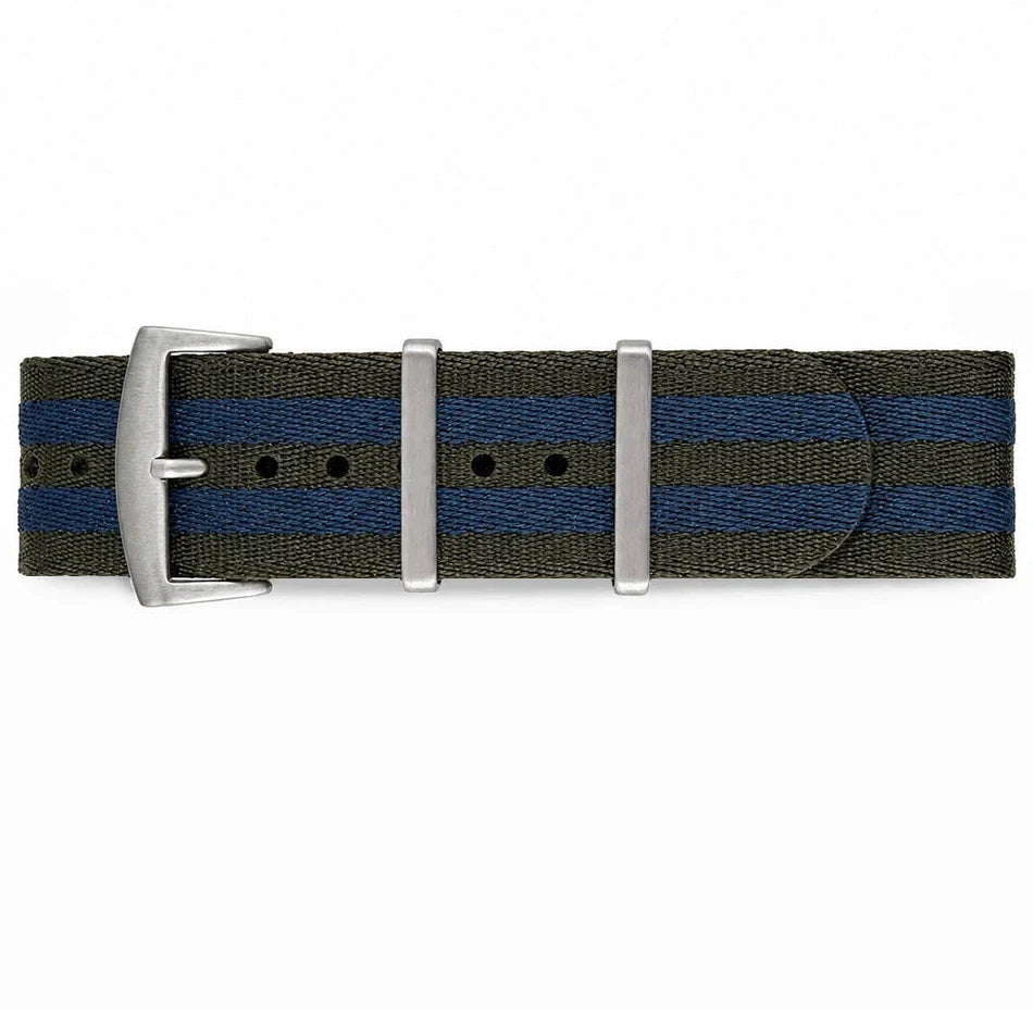 Masar Bracelet Nato Gris Foncé / Bleu - Nylon doux tressé 1,25mm