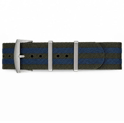 Masar Bracelet Nato Gris Foncé / Bleu - Nylon doux tressé 1,25mm