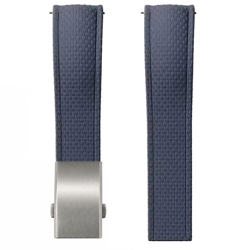 FKM Rubber Watch Strap - SAILCLOTH Texture / Curved & Quick Release / CTS - Deployment Clasp