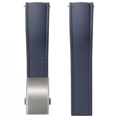 FKM Rubber Watch Strap - SAILCLOTH Texture / Curved & Quick Release / CTS - Deployment Clasp