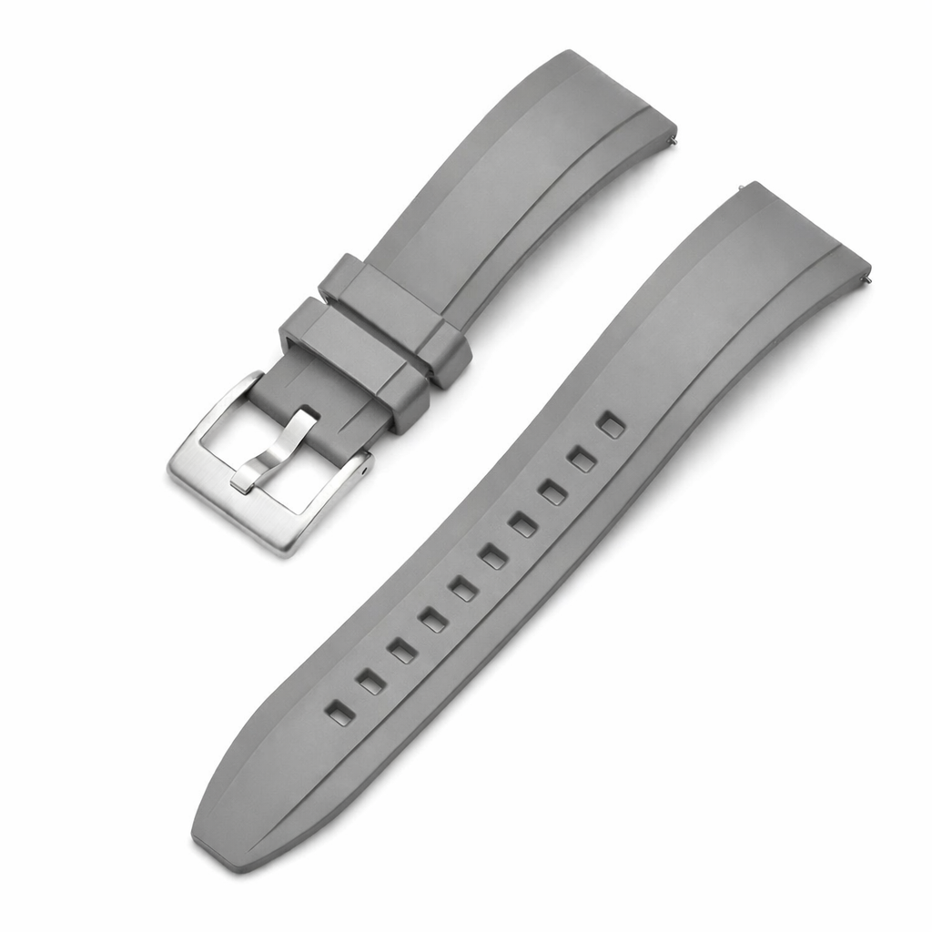 Masar Bracelet Montre Caoutchouc FKM - Style Submariner - Rapide / Boucle Acier Brossé - Universel