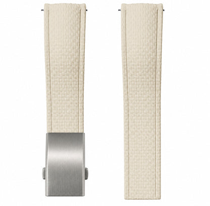FKM Rubber Watch Strap - SAILCLOTH Texture / Curved & Quick Release / CTS - Deployment Clasp