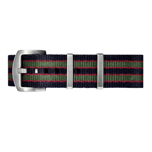 Masar Bracelet Montre NATO Nylon James Bond - Original – Noir-Rouge-Vert - Boucle Satin - Homme