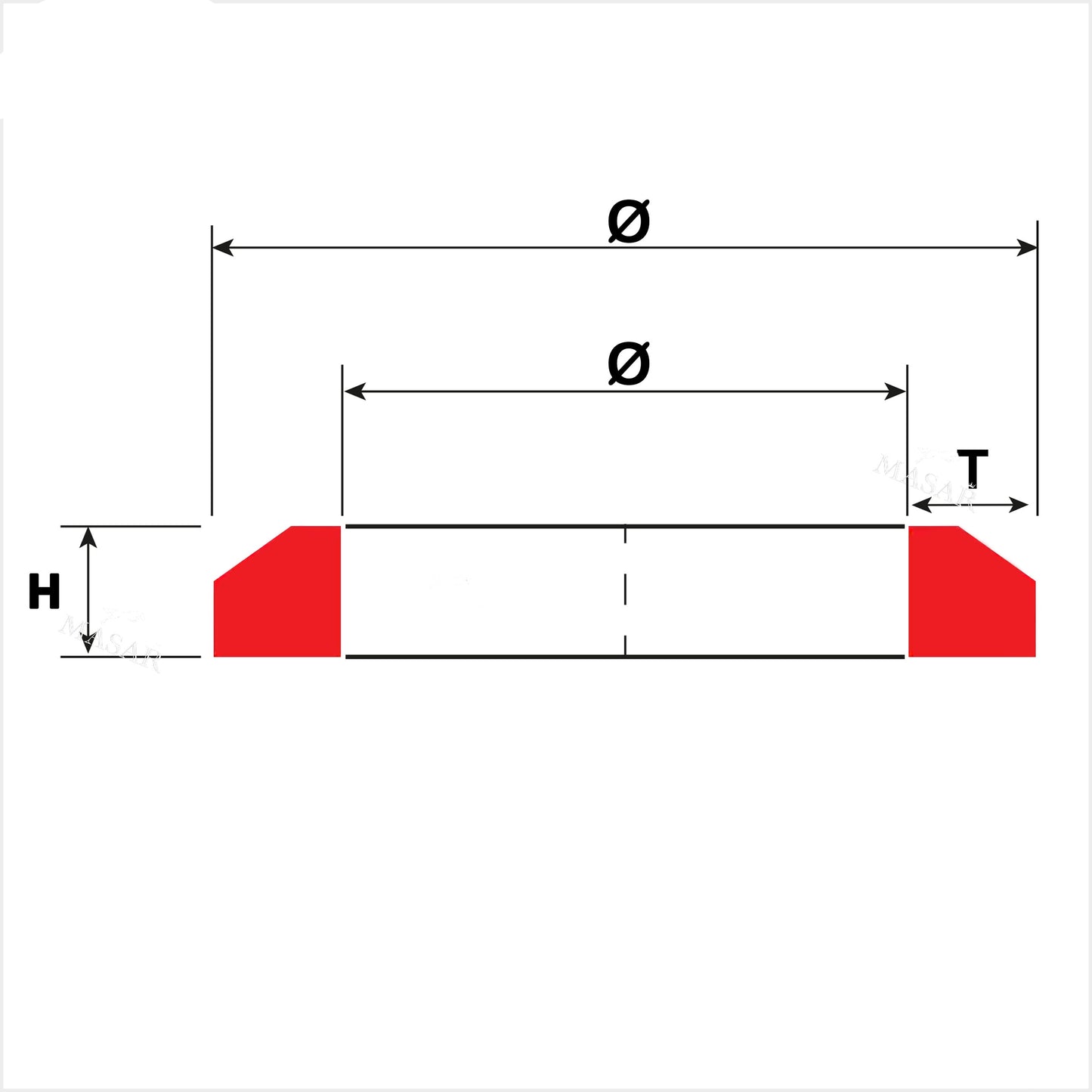 Guarnizioni per orologi Masar - Plastica dura, rosso - T 0,58 mm / H 0,90 mm