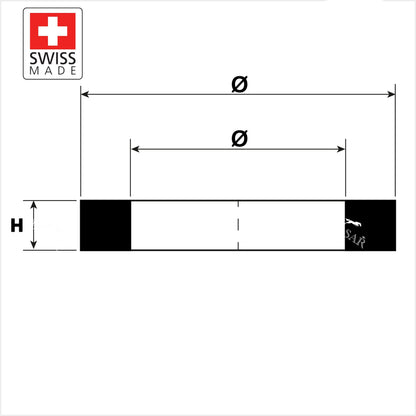 Ø 27,80mm a 41,50mm - Guarnizione Piatta per Orologi - Swiss Made - H 0,40mm a 0,75mm - 1 Pz