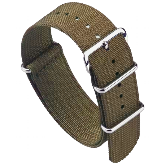 Masar Bracelet Montre Nato Compatible Seiko - Khaki - Nylon & Silicone