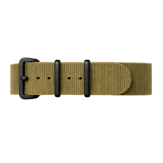 Masar Bracelet Montre NATO Nylon Khaki / Boucle Noir - Souple – Épaisseur 1mm