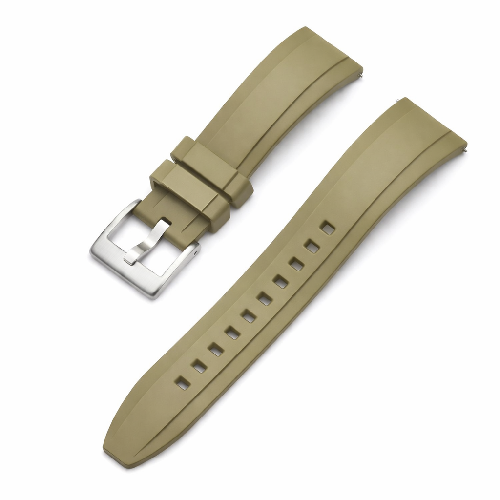 Masar Bracelet Montre Caoutchouc FKM - Style Submariner - Rapide / Boucle Acier Brossé - Universel