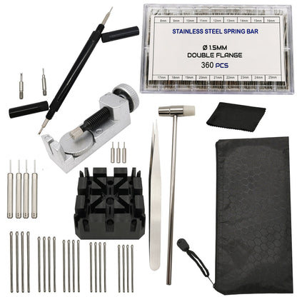 Kit - Utensili Riparazione - Maglie - Bracciali Orologio - 360 Pz barrette a molla e perni a spacco