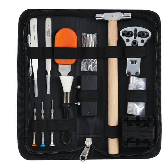 Kit Outils Horloger en Cuir – Réparation de Montres et Bracelets – Ouvre-Boîtier à Mâchoire Rondes