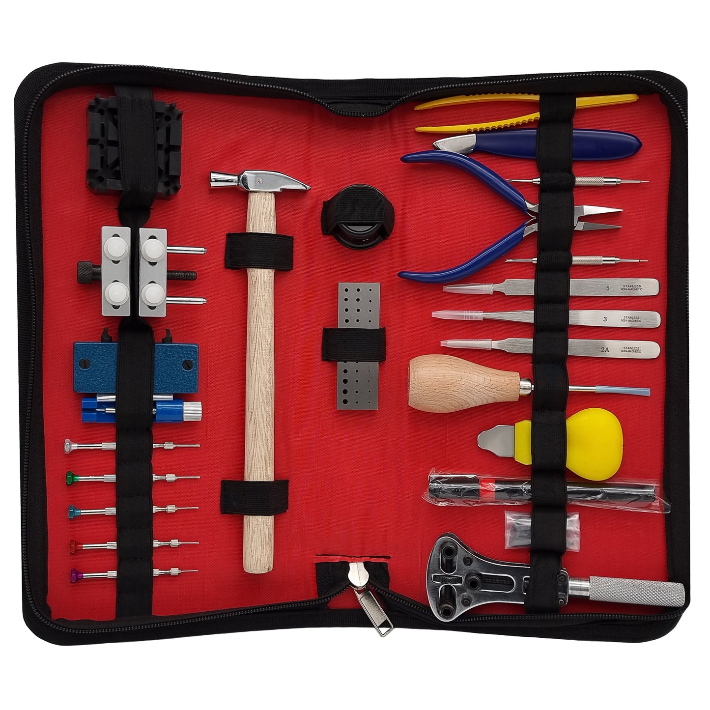 Kit Réparation Montres en Cuir – 24 Pièces, Ouvre-Boîtier, Tournevis, Pinces, Support