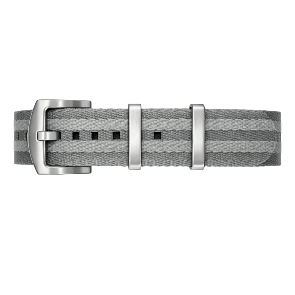 Bracelet Montre NATO Nylon Gris / 2 Bandes Gris Clair - Souple – Homme