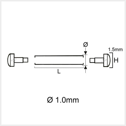 Goupille à Rivet - Ø 1,0mm – Barrette pour Bracelet de Montre -  Tête H Ø 1,5mm - 2 Pcs