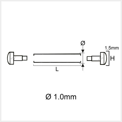 Masar 10mm a 24mm Ø 1.0mm - Pasador - Tubo/Barra - Presión - Pasador Remache para Correa de Reloj - 2 Piezas