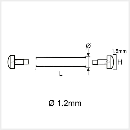Goupille à Rivet - Ø 1,2mm – Barrette pour Bracelet de Montre -  Tête H Ø 1,5mm - 2 Pcs