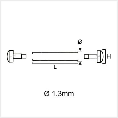 Rivet - 10mm à 28mm Ø 1,3mm - Tête H Ø 3,5mm - Fixation pour bracelet de montre - 2 Pcs