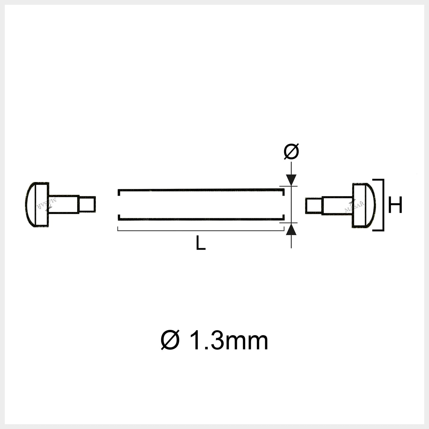 Masar Rivet Pin - Ø 1.3mm - Watch Strap Link Pin - Head H Ø 3.5mm - 2 Pcs