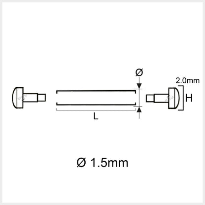 Masar Rivet Pin - Ø 1.5mm – Watch Strap Bar - H Head Ø 2.0mm - 2 Pcs