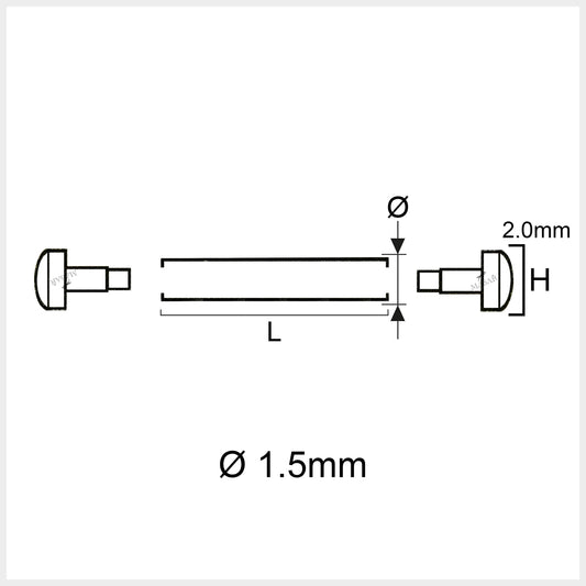 Rivet Pin - Ø 1.5mm – Watch Strap Bar - H Head Ø 2.0mm - 2 Pcs