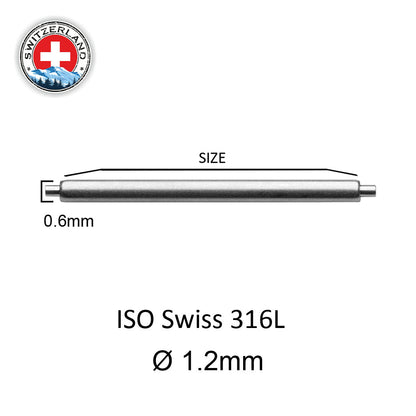 Masar XSS Swiss Ø 1.2mm - Spring bars for watch strap - 316L Stainless Steel - 0.6mm - 2 pcs
