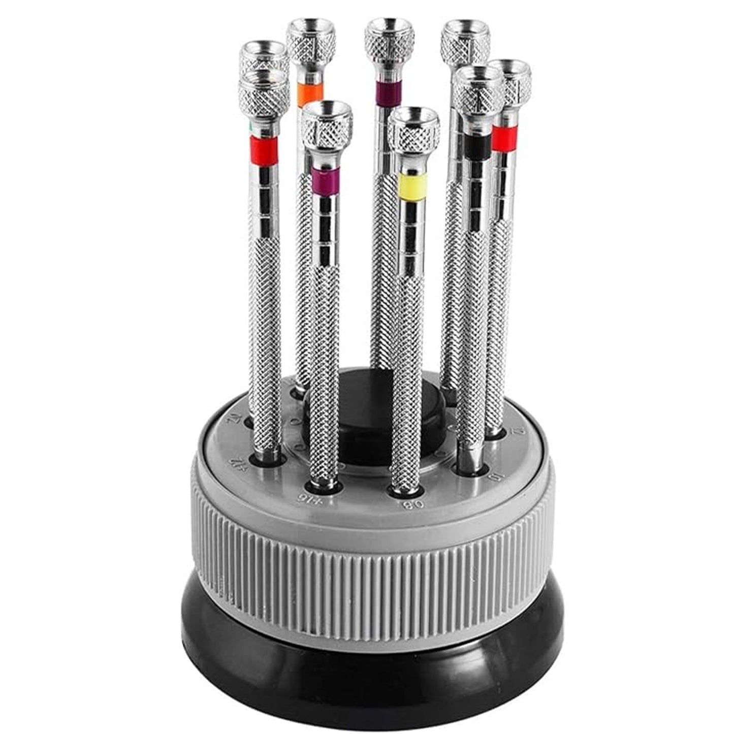 Masar Kit - 9 tournevis plat - avec support rotatif pour Montre – Horloger - Lames de rechange incluses
