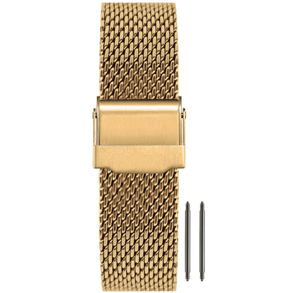 Masar Bracelet de montre Homme Maille Milanaise - Or - BiG Mesh Ø 1mm - Universel