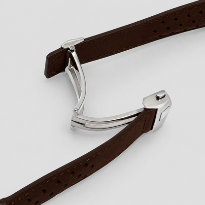 Masar Alligator-Grain Leather Watch Strap - Brown - Deployment Buckle - Universal