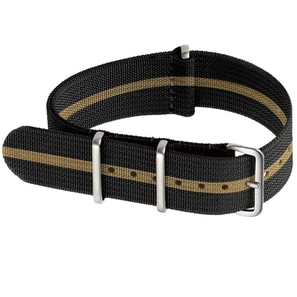 Bracelet de Montre Compatible Citizen NATO Noir / Khaki – Hybride Nylon & Silicone
