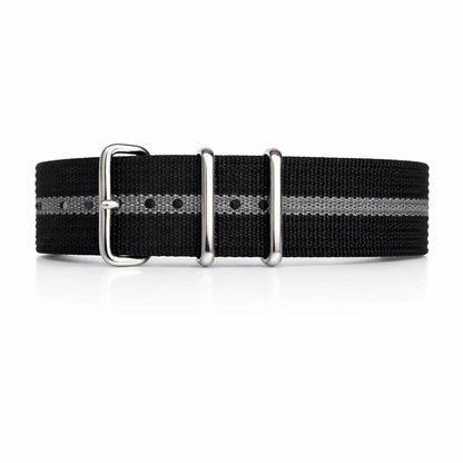 Nato nero / 1 banda grigia - Tessuto nylon