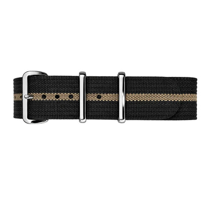 Masar Nato Black / Khaki - Hybrid Nylon / Silicone Fabric
