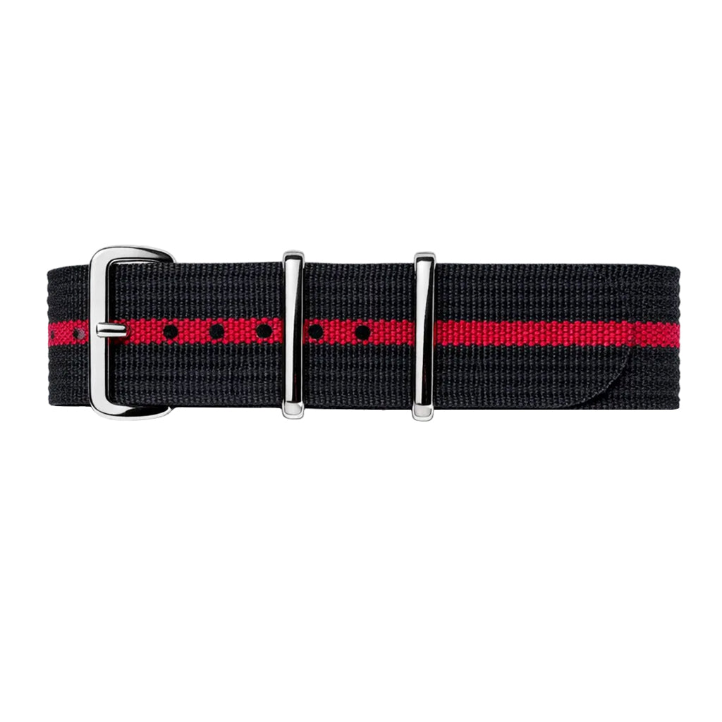 Masar Nato Noir Rouge - Hybride Tissu Nylon / Silicone