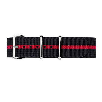 Masar Nato Noir Rouge - Hybride Tissu Nylon / Silicone