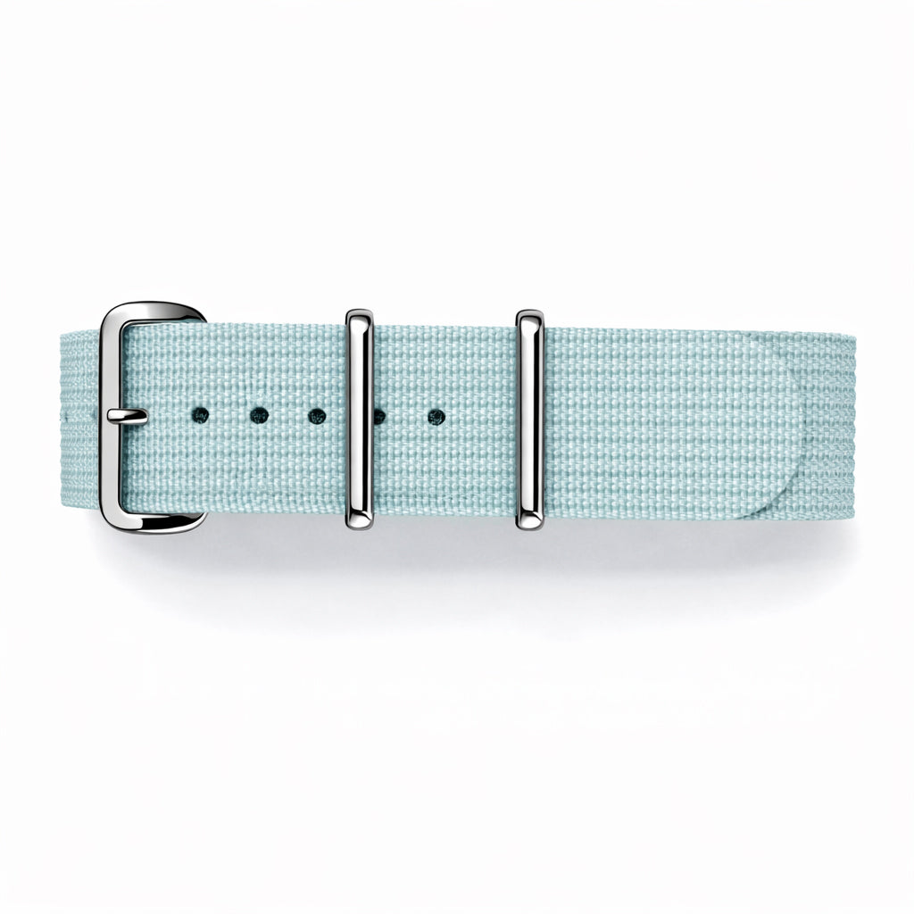 Masar Bracelet Montre Nato Bleu / Vert d'eau - Hybride Tissu Nylon / Silicone