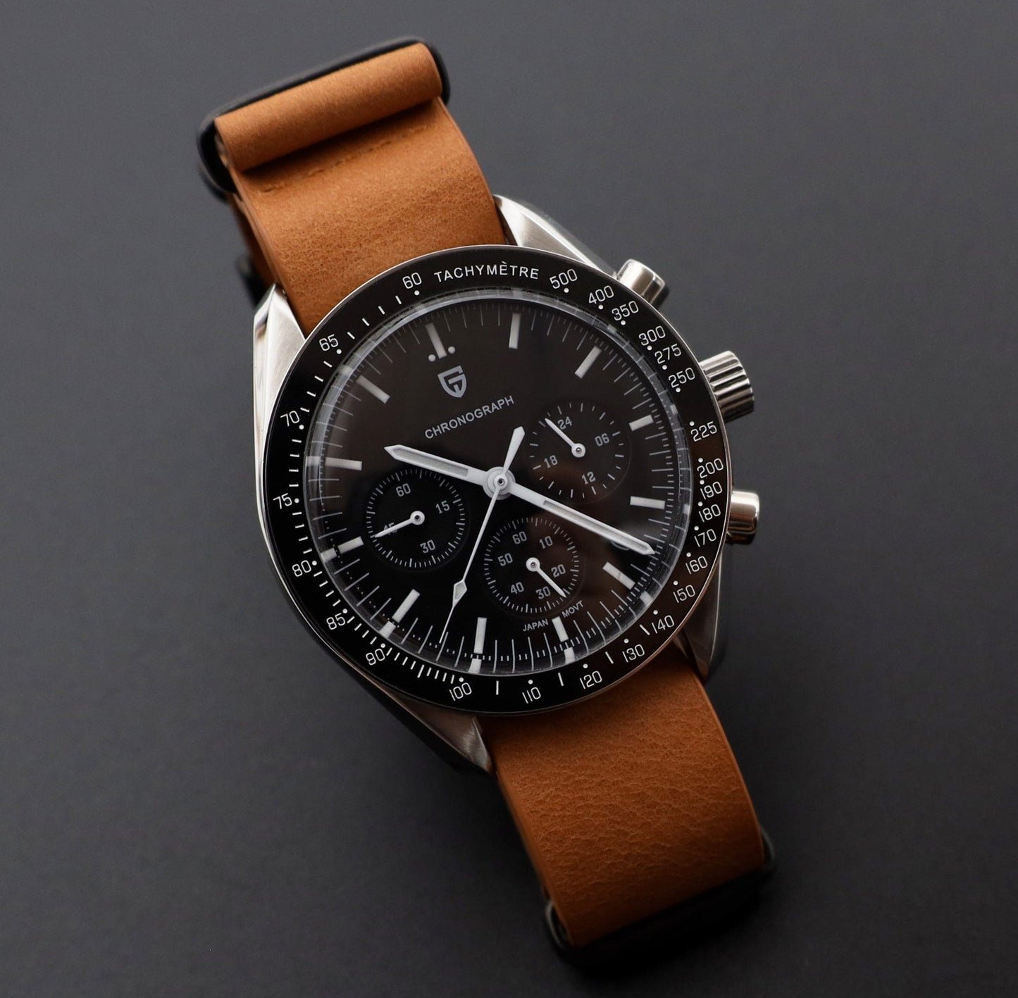 Masar Bracelet Premium Nato Marron en Cuir pour Montre - Boucle Noir