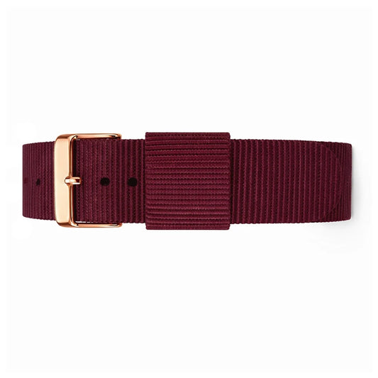 Masar Bracelet montre NATO Nylon Bordeaux Rouge-Pourpre – Boucle Doré Or Rose