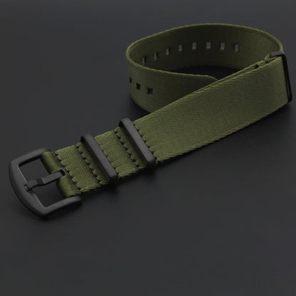 Masar Bracelet montre NATO Nylon Vert Armée / Boucle Noir - Souple - Homme