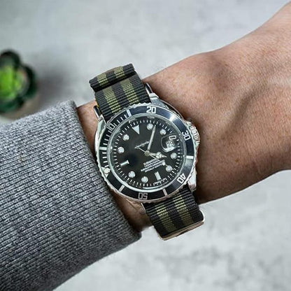 Cinturino per orologio Masar Nato Strap 2 (5) nero e verde-cachi
