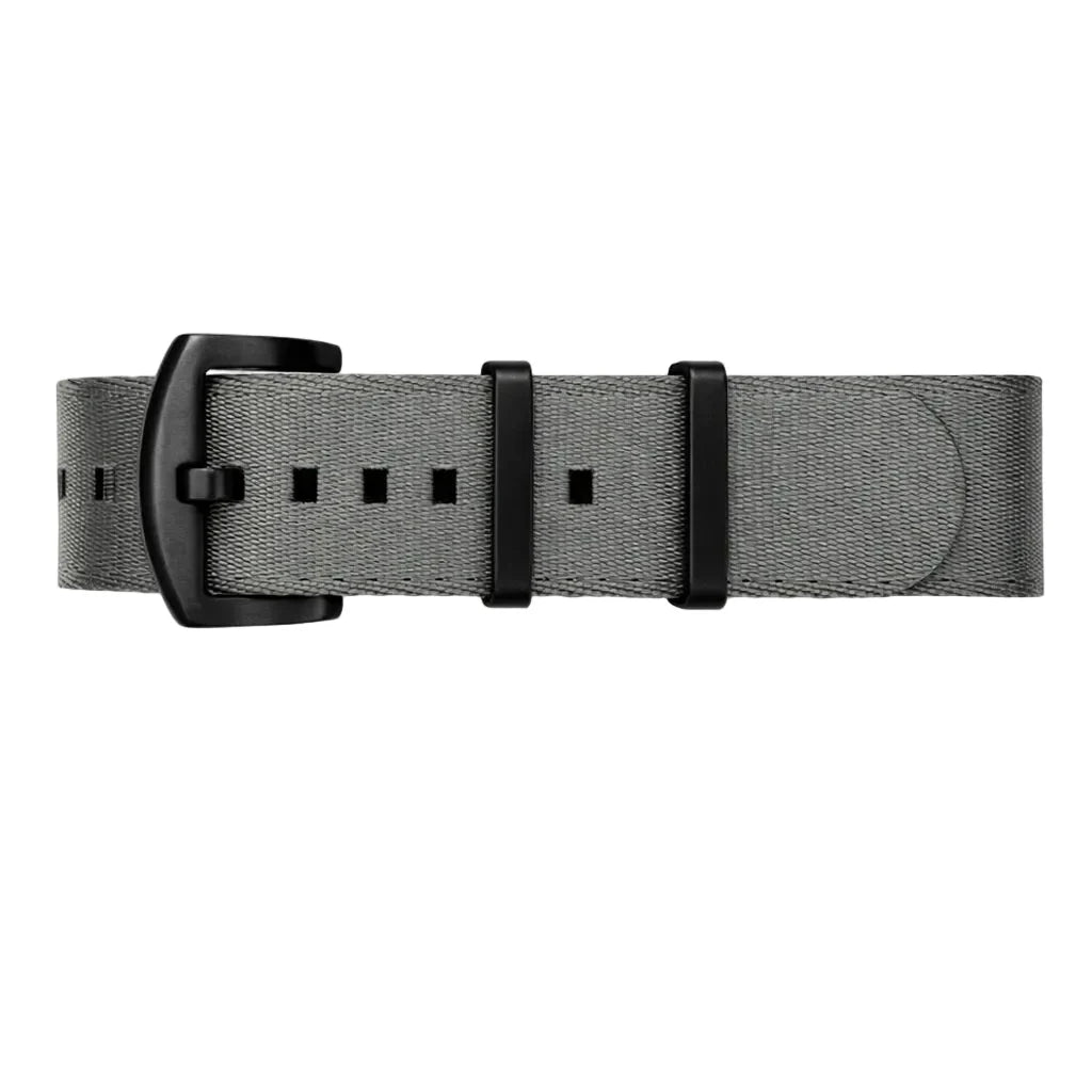 Masar Bracelet de Montre NATO Nylon Gris / Boucle Noir - Souple - Homme