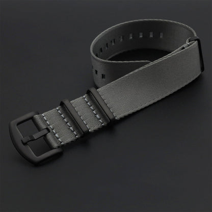 Masar Bracelet de Montre NATO Nylon Gris / Boucle Noir - Souple - Homme