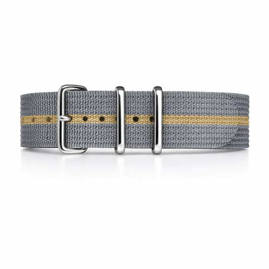Masar Bracelet Montre Nato Gris / 1 bande Khaki - Tissu Nylon