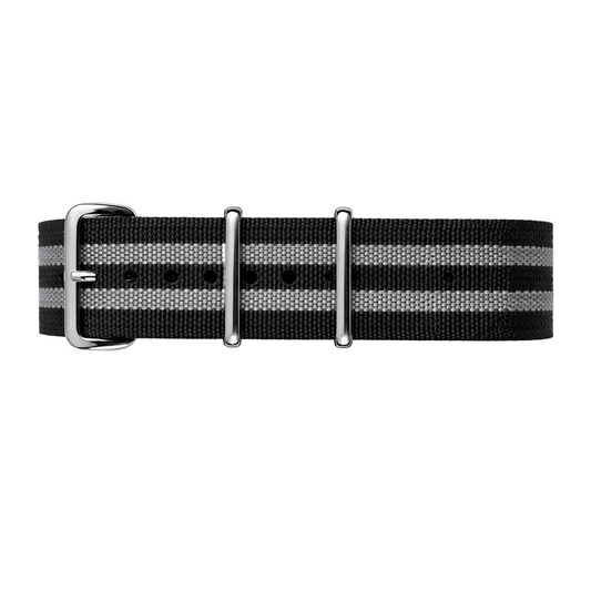 Nato Grey Black James Bond Hybrid Nylon / Silicone Fabric