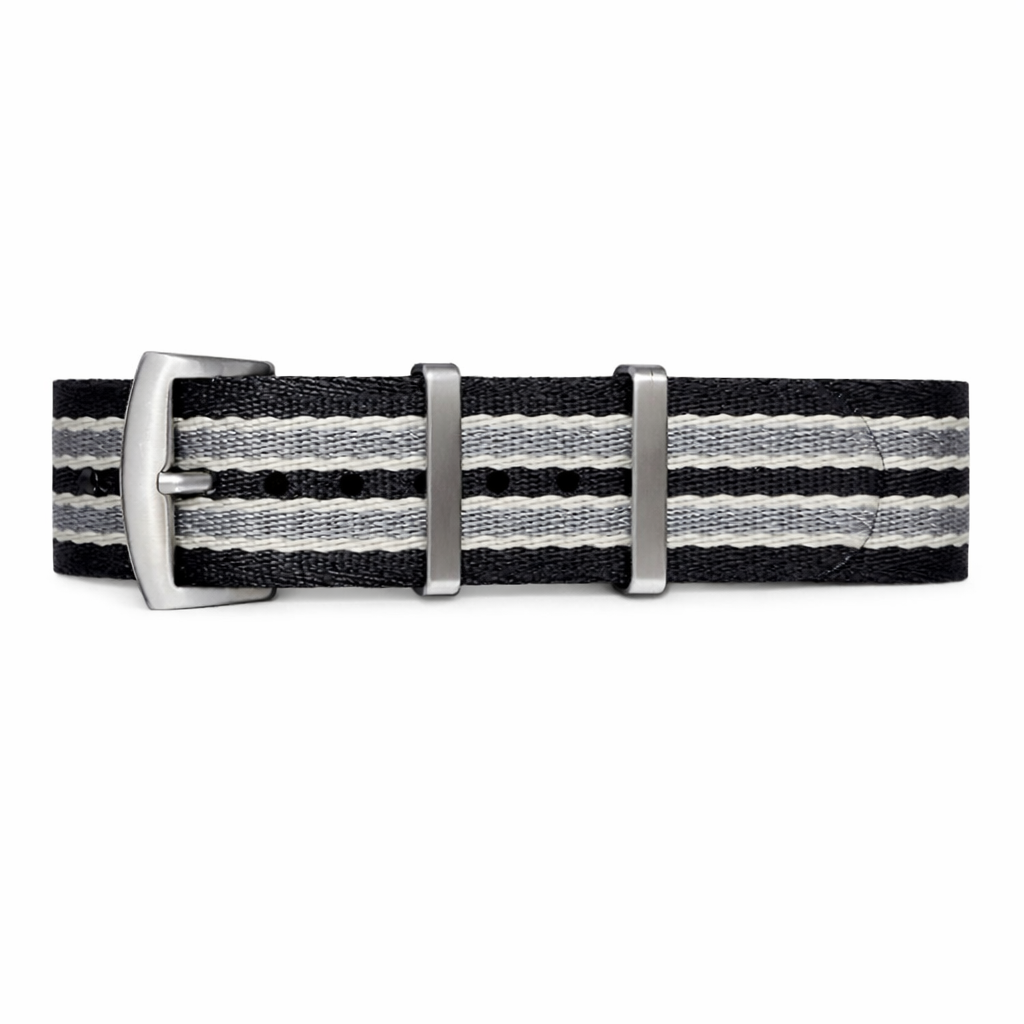 Masar Bracelet Montre Nato James Bond Noir / Gris / Sable - Nylon doux tressé