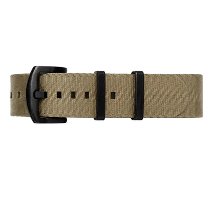 Masar Cinturino di Orologio NATO Nylon Kaki - Kaki / Fibbia Nera – Morbido - Uomo