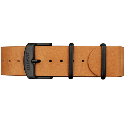 Masar NATO Genuine Leather Watch Strap Brown / Black Buckle - Premium / Universal