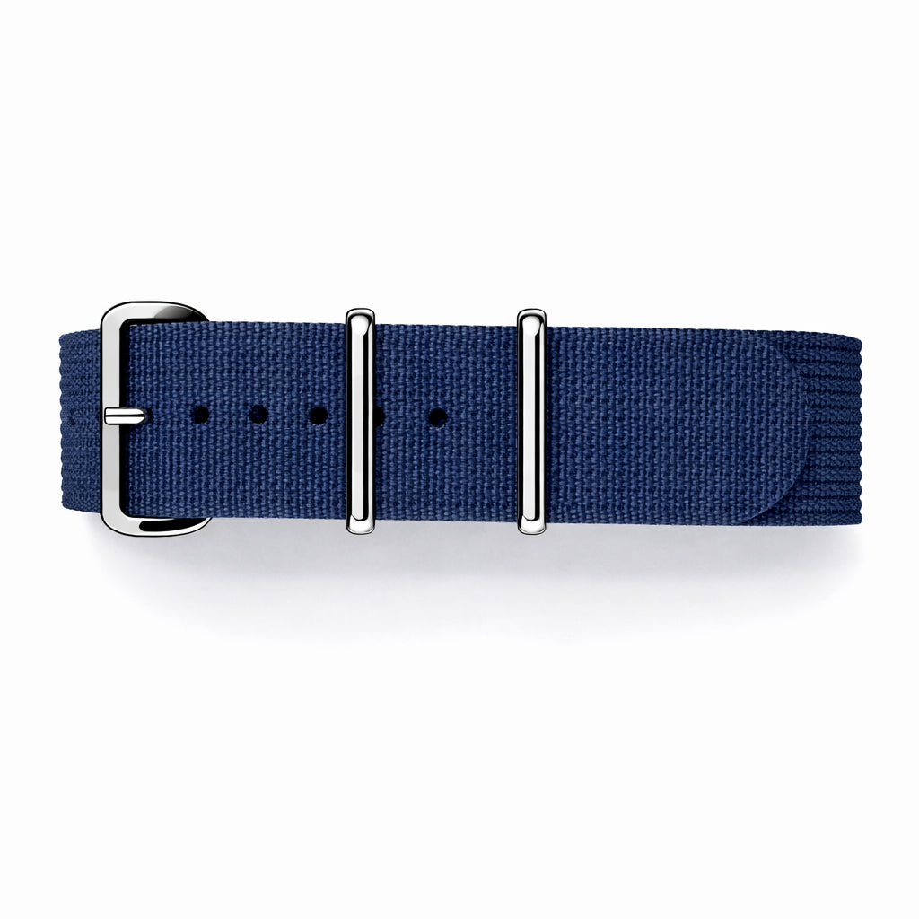 Masar Bracelet Montre Nato Bleu Marine - Hybride Tissu Nylon / Silicone