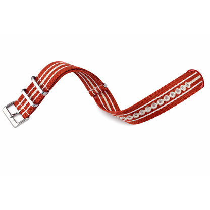 Masar Bracelet de Montre Nato Rouge Blanc Beige - Nylon tressé 20mm 22mm