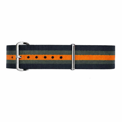 Cinturino per orologio NATO in nylon nero / grigio scuro / arancione