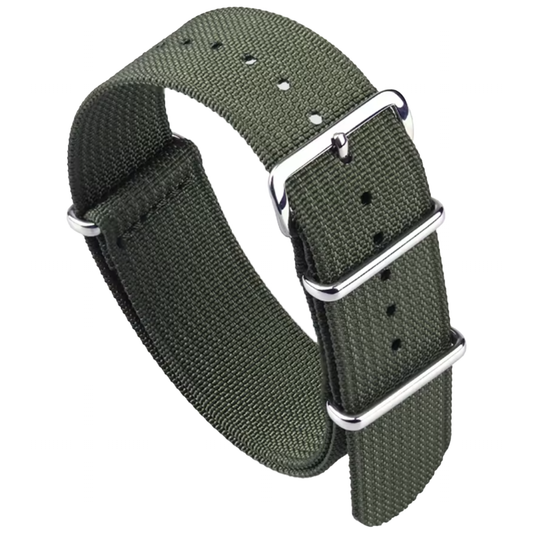 Cinturino per orologio, nylon, silicone e tessuto - Verde 18 20 22 mm