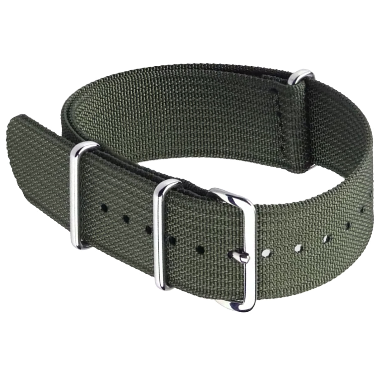 Correa de reloj, nailon, silicona y tela - Verde 18 20 22 mm